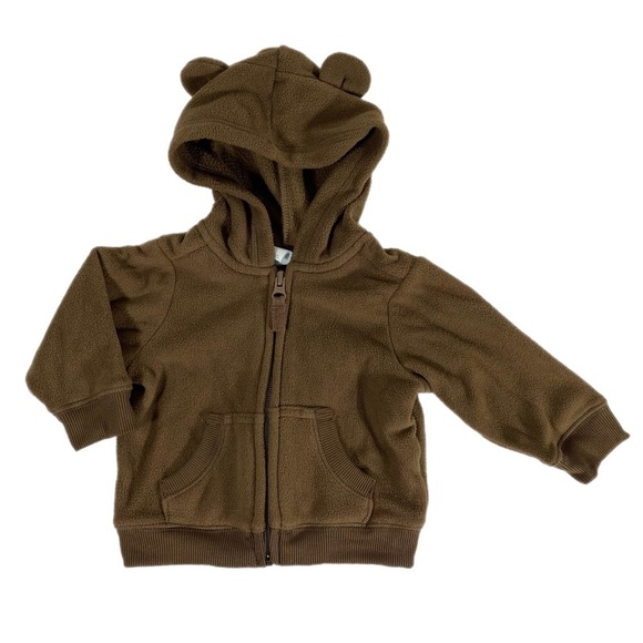 Old Navy Baby Fleece Bear Ears Hoodie Zip-Up Jacket - Picture 1 of 7